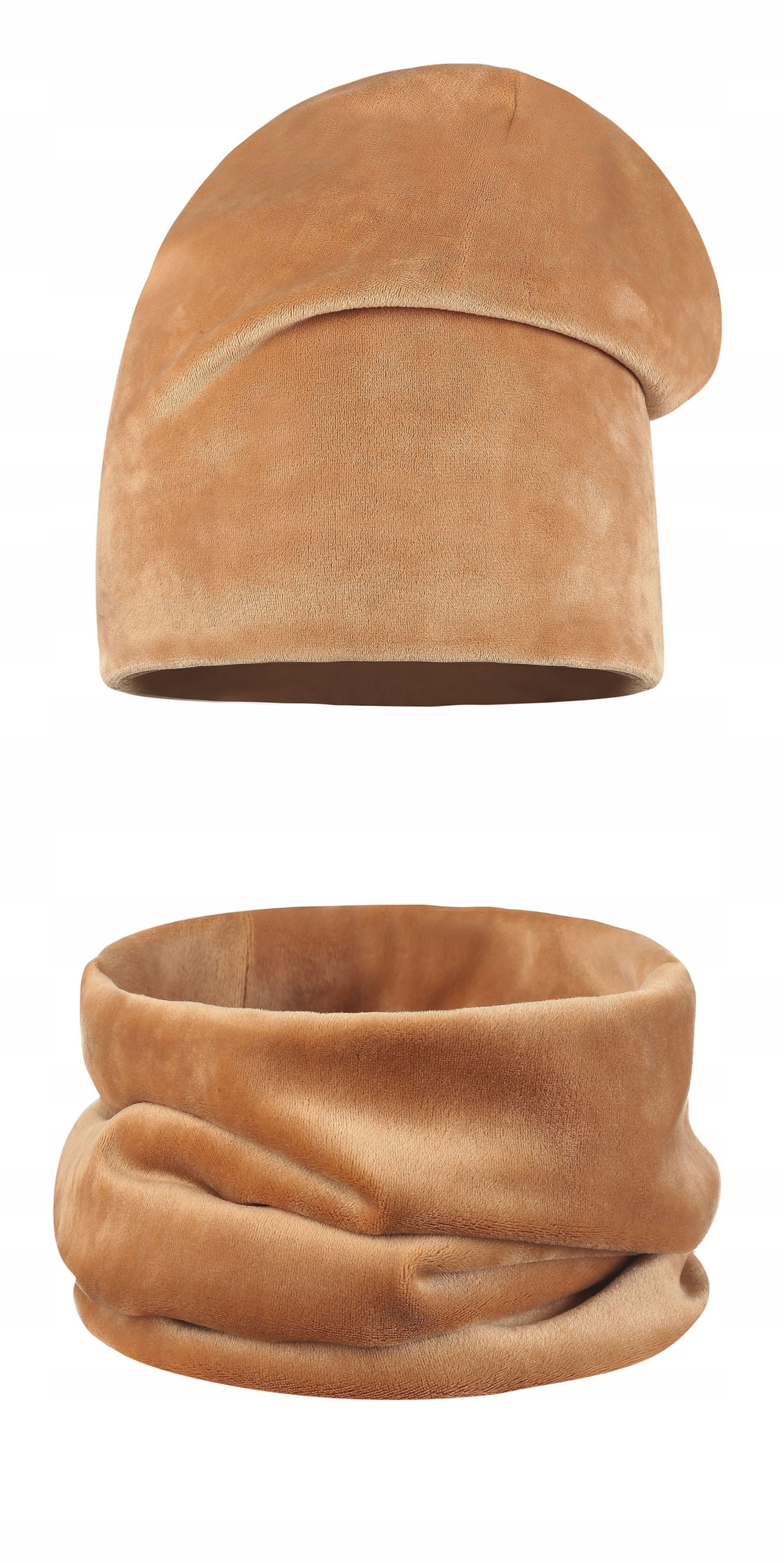 

Komplet Czapka Beanie Tuba Komin Welurowy Aksamit