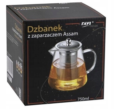 DZBANEK Z ZAPARZACZEM szklany 750 ml na zioła herbatę imbryk sitko napar EAN (GTIN) 5905529715716