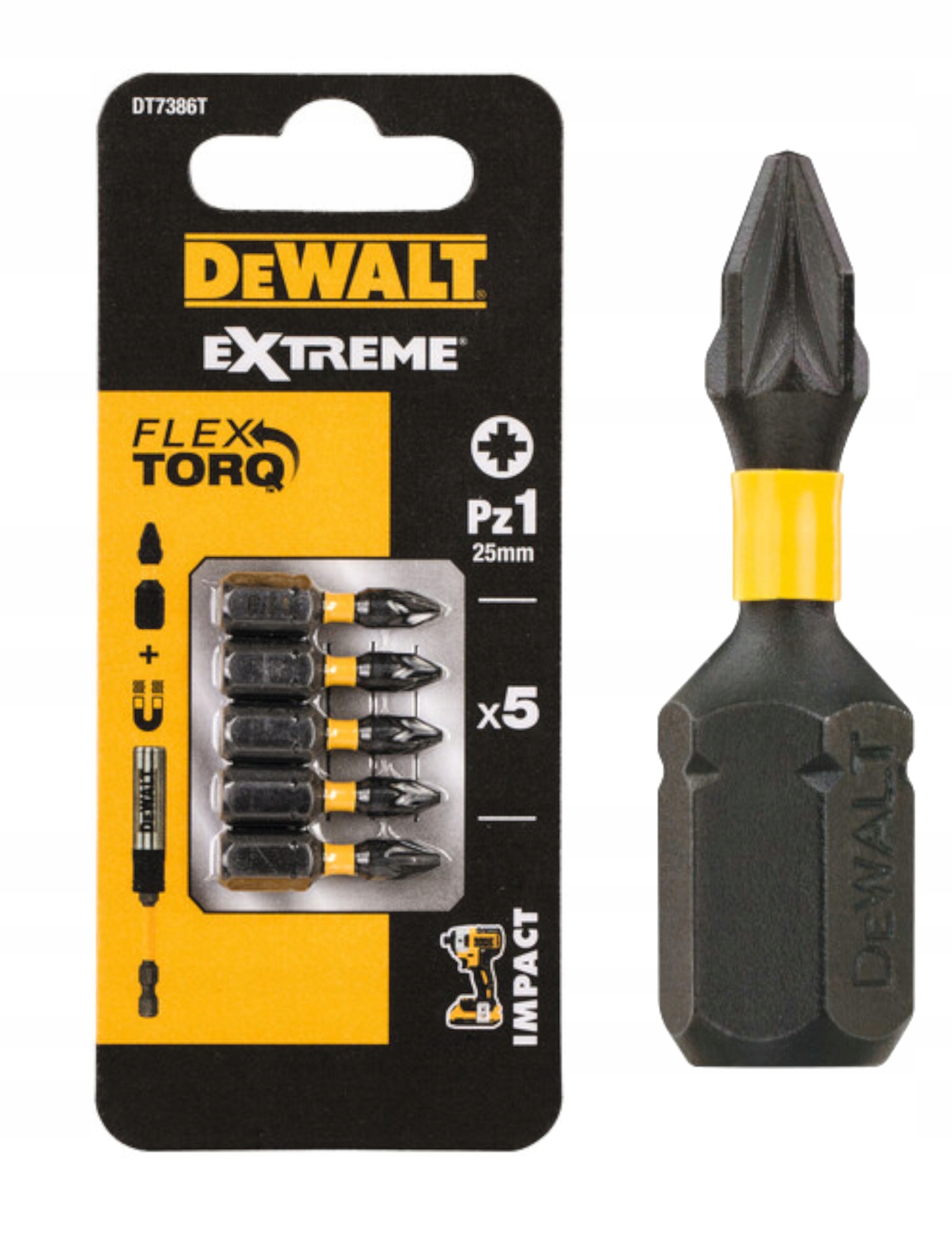 

Zestaw bitów udarowych 1/4" Pz1x25mm 5szt. DeWALT