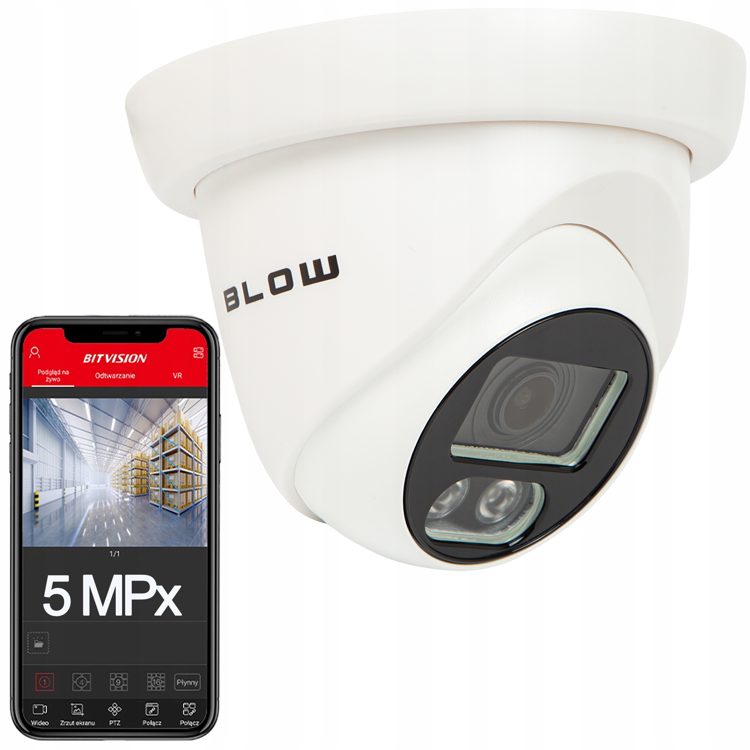 ZEWNĘTRZNA KAMERA ANALOGOWA BLOW 4in1 TVI CVI AHD CVBS 5MP IP65 kopułka