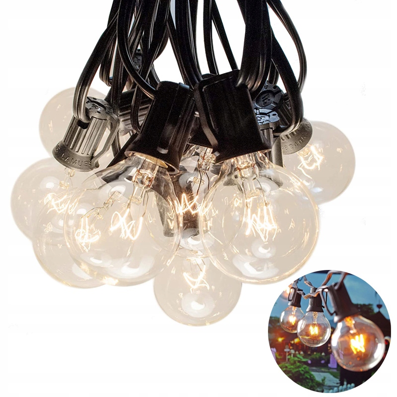 

Girlanda Ogrodowa Lampki Żarówki Kule 15m 50+4szt