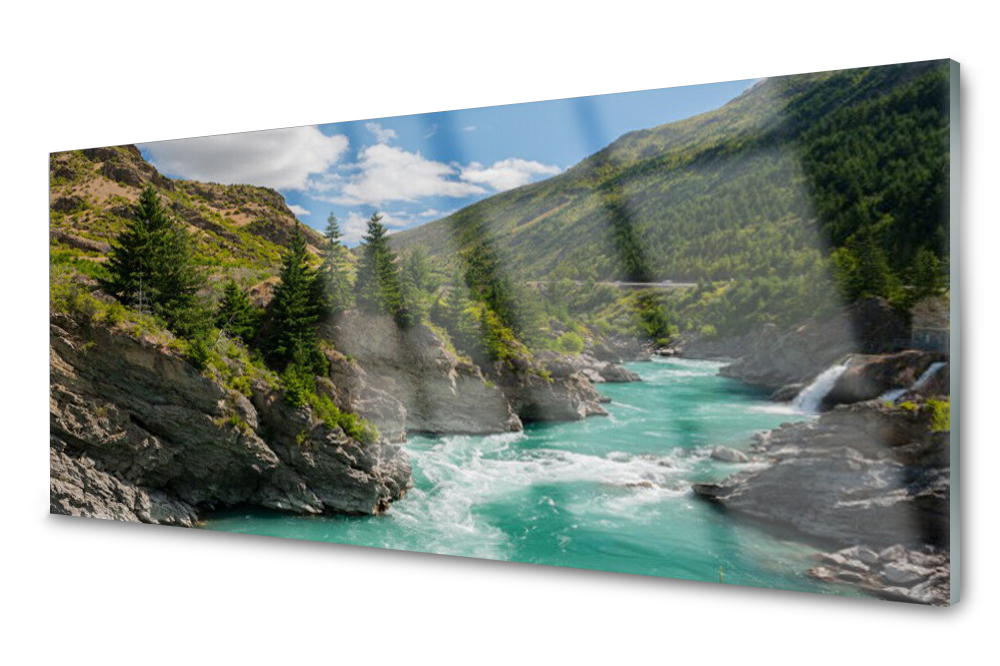 

Panel szklany do kuchni Góry Rzeka Natura 125x50