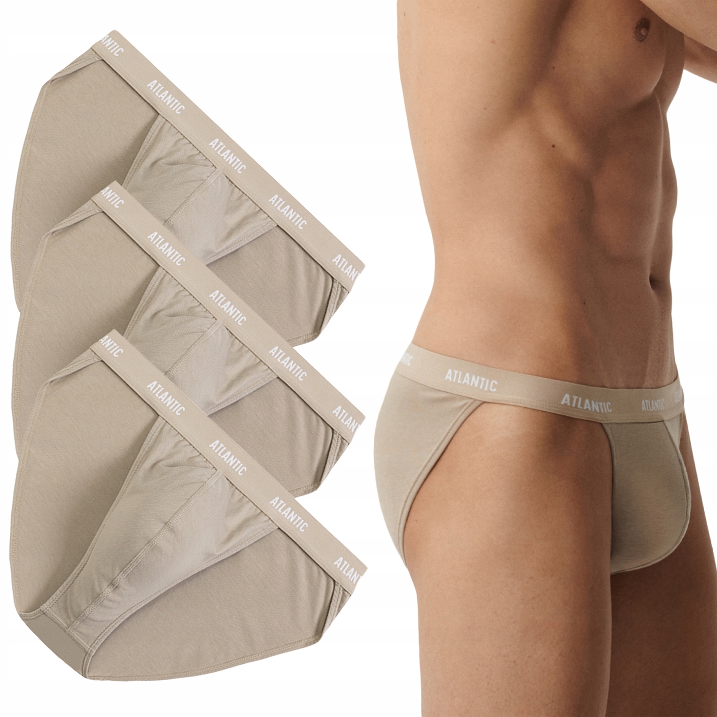 Tanga Slipy Atlantic 3BMP-1582 sexy pánské slipy na pásku 3-PAK L