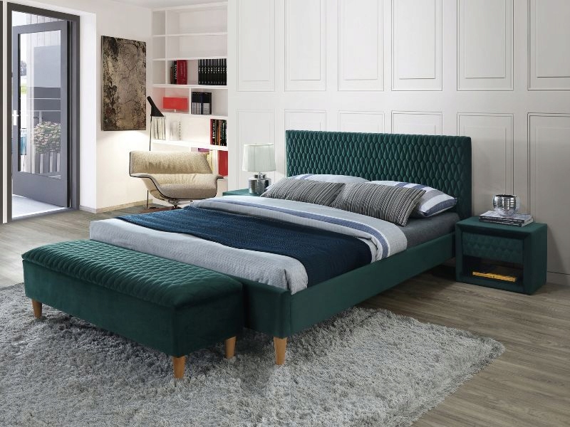 Posteľ Azurro Velvet 160x200 cm zelená do spálne