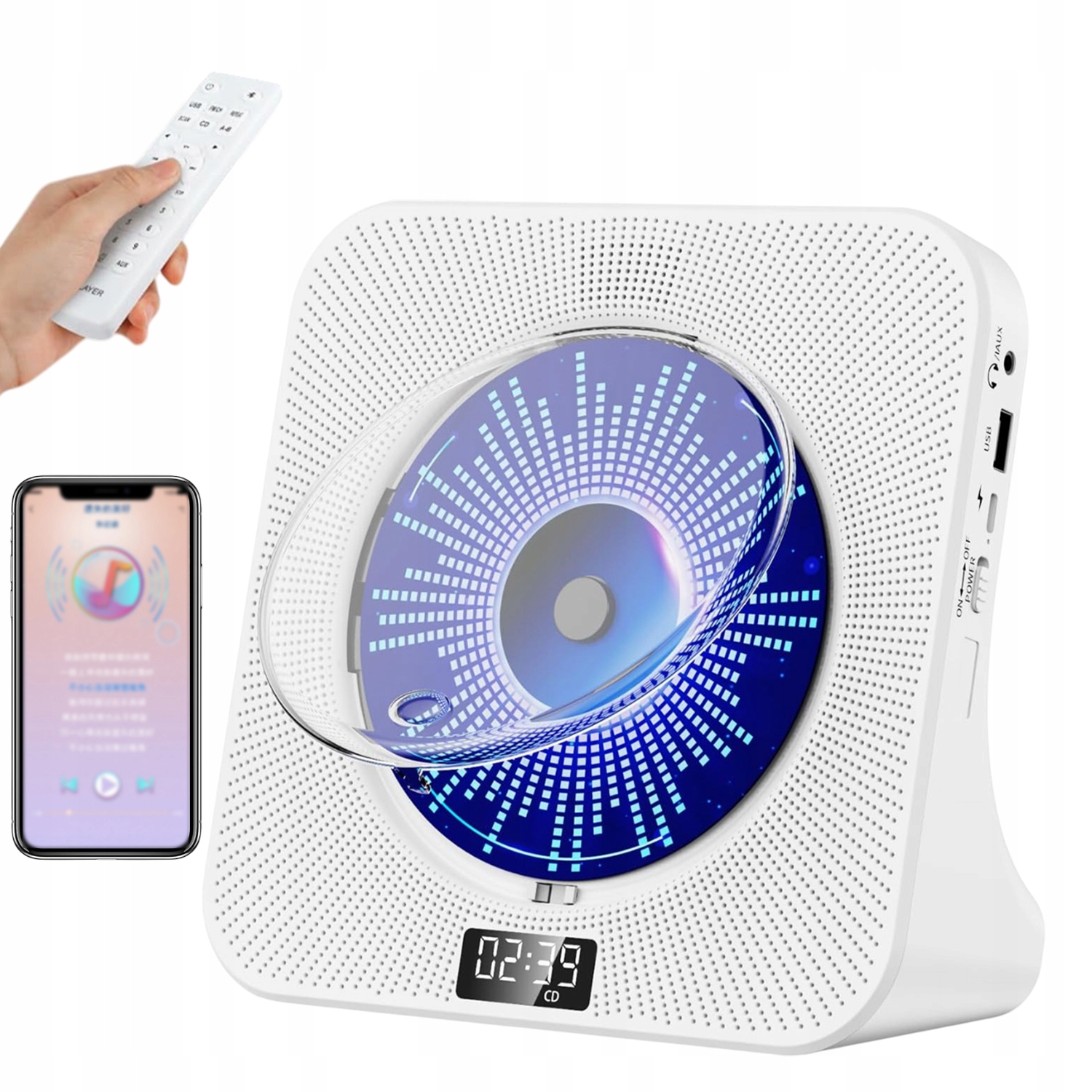CD Přehrávač Rádio Fm Přehrávač CD Stolní Bluetooth Reproduktor S 5 Režimy