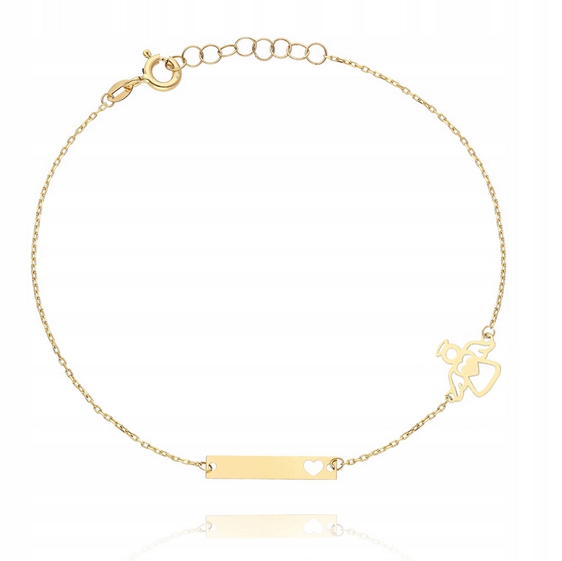 Złota bransoletka aniołek anioł PR. 585 GRAWER