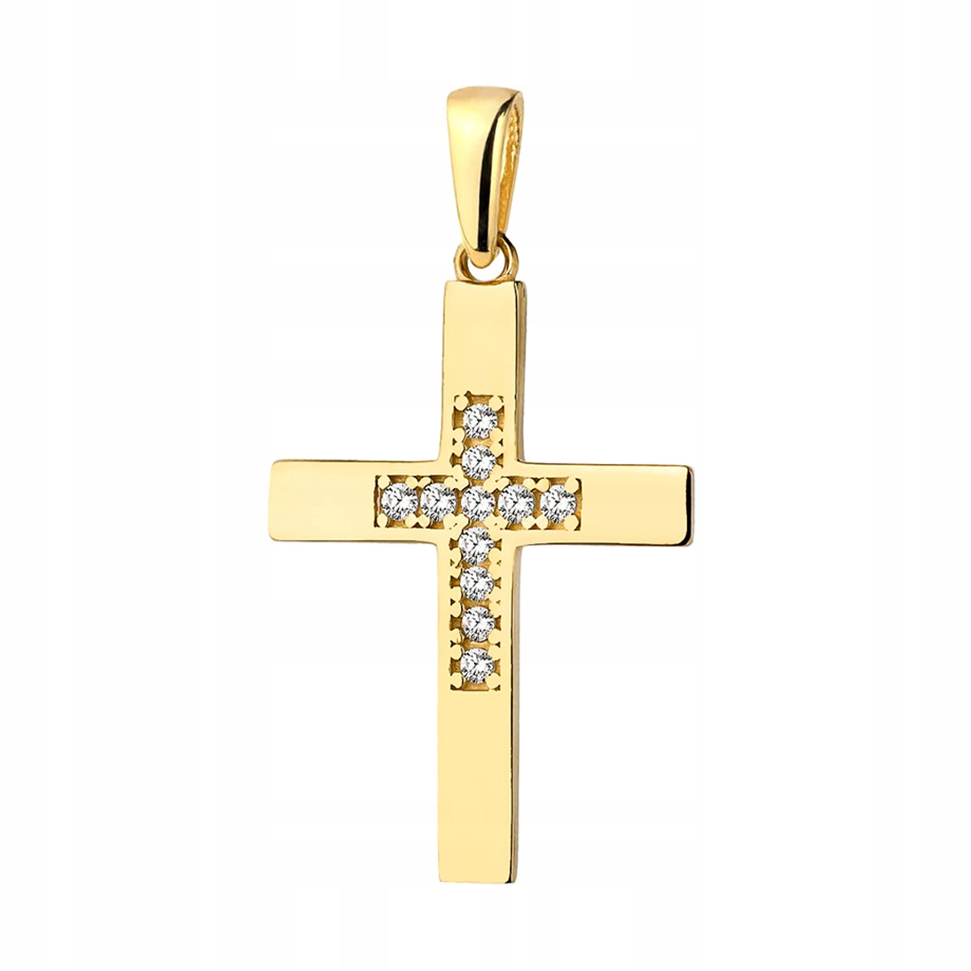 Zlatý Křížek Kříž pr. 585 14k Klasický zdobený zirkony Krabička