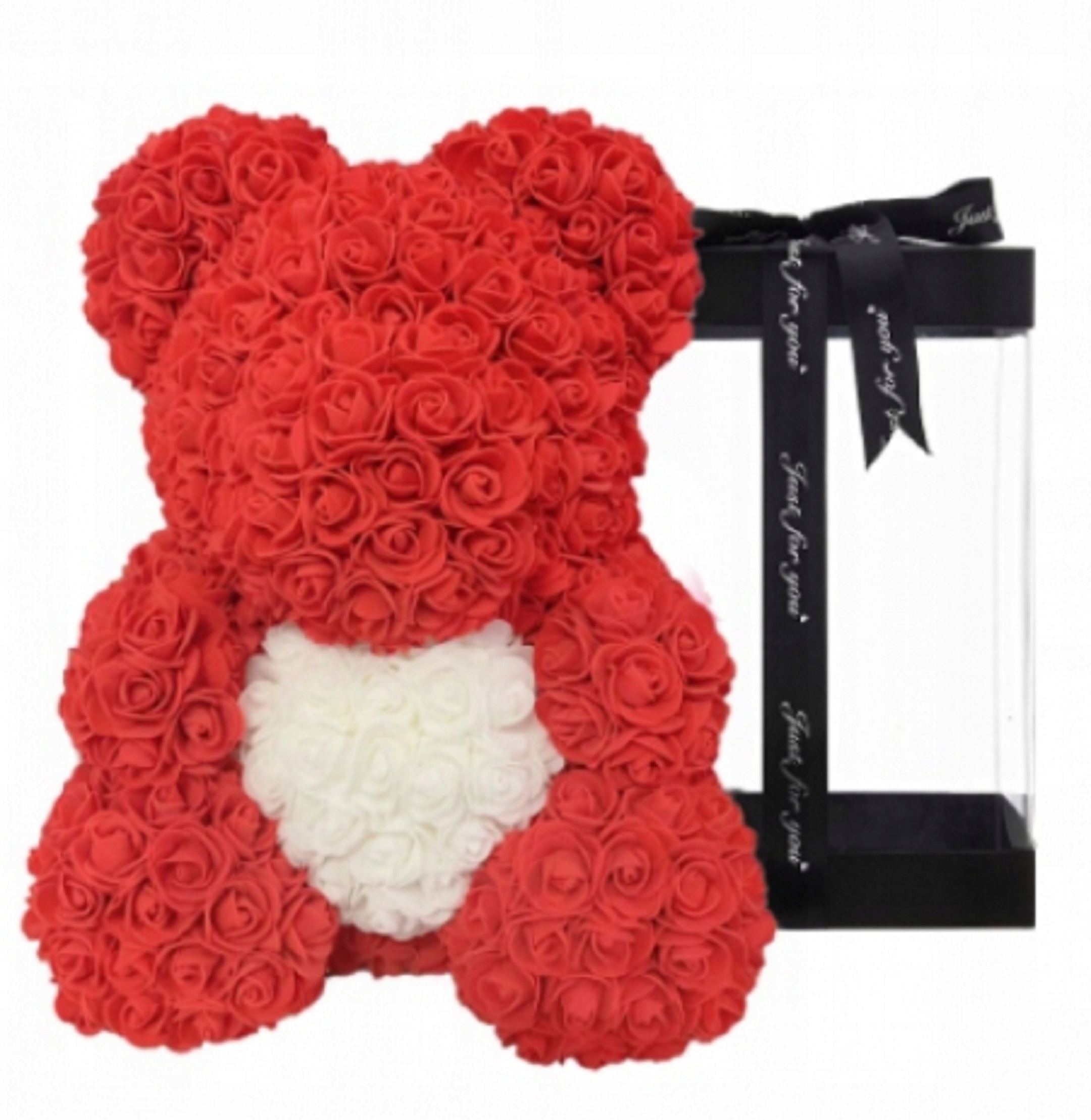 

Misiek z róż 25cm miś z płatkami