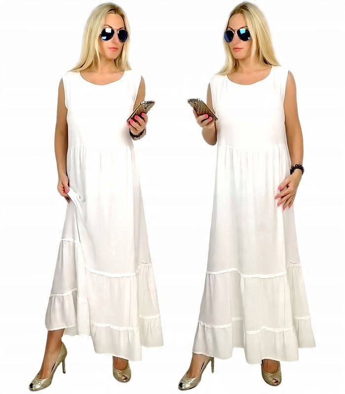 

Letnia Długa Modna Maxi Sukienka Falbanka XL/2XL