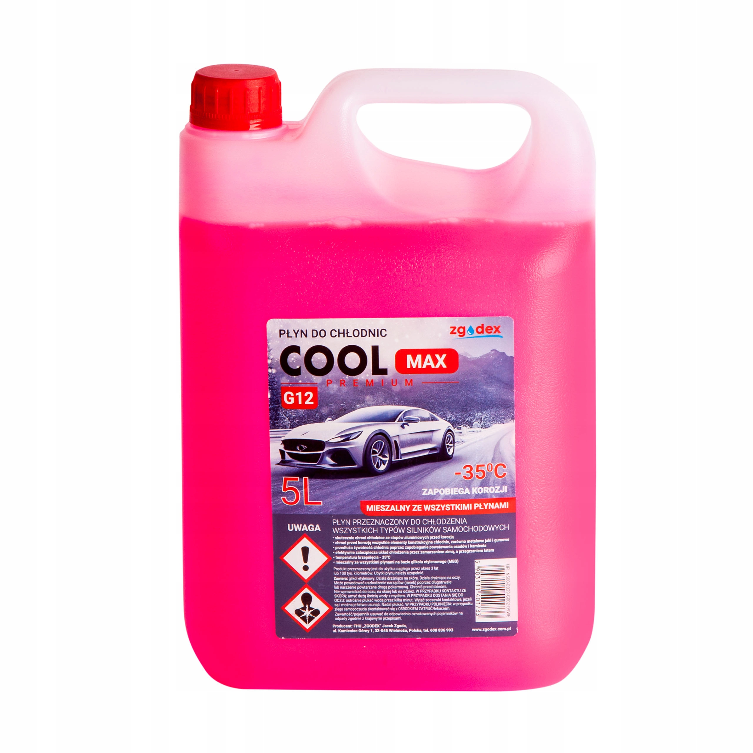 PŁYN DO CHŁODNIC G12 PŁYN CHŁODNICZY -35°C RÓŻOWY COOLMAX ZGODEX 10L Producent Zgodex