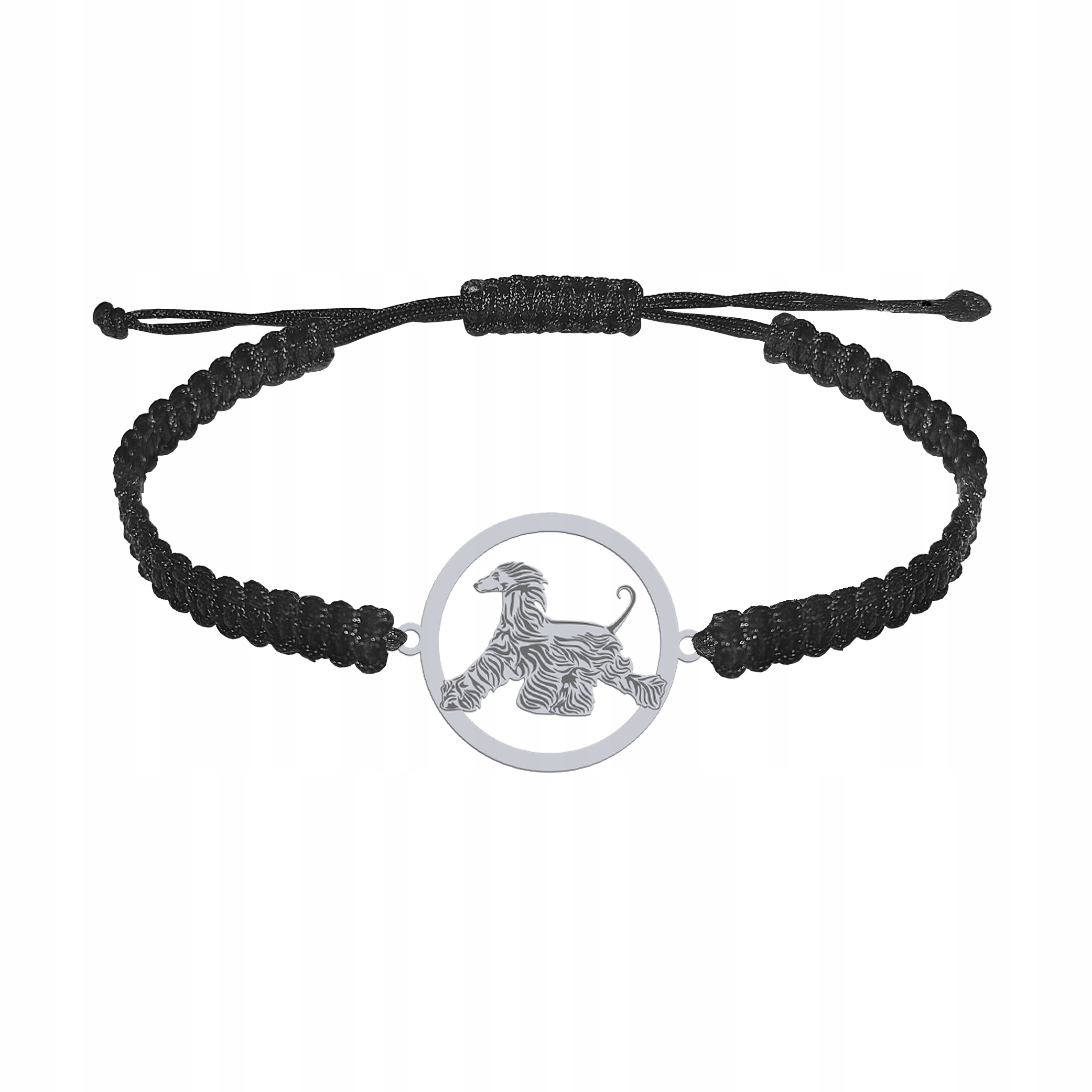 Stříbrný náramek z Afghan Hound 925 Makramé Šperky Gravírování Bonus