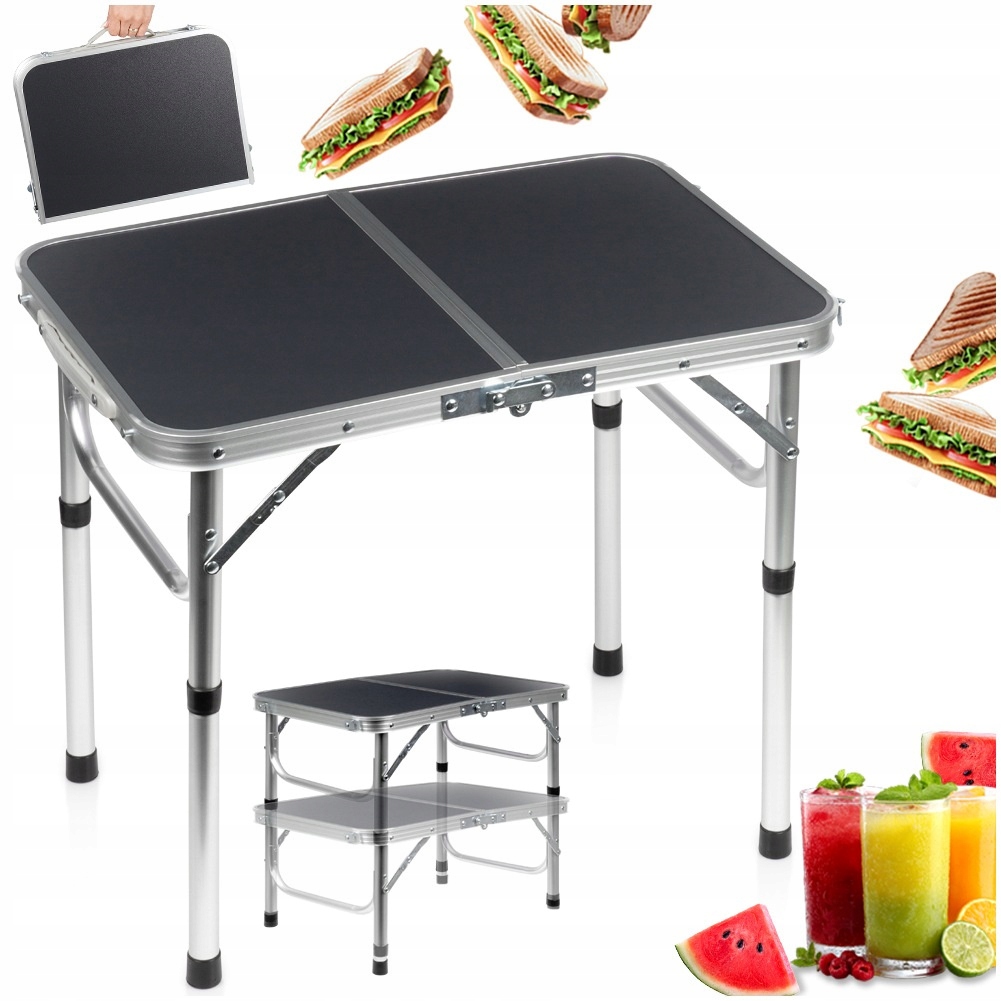 Turistický skládací stůl Rozkládací kempingový zahradní stůl 2v1 60x40 cm
