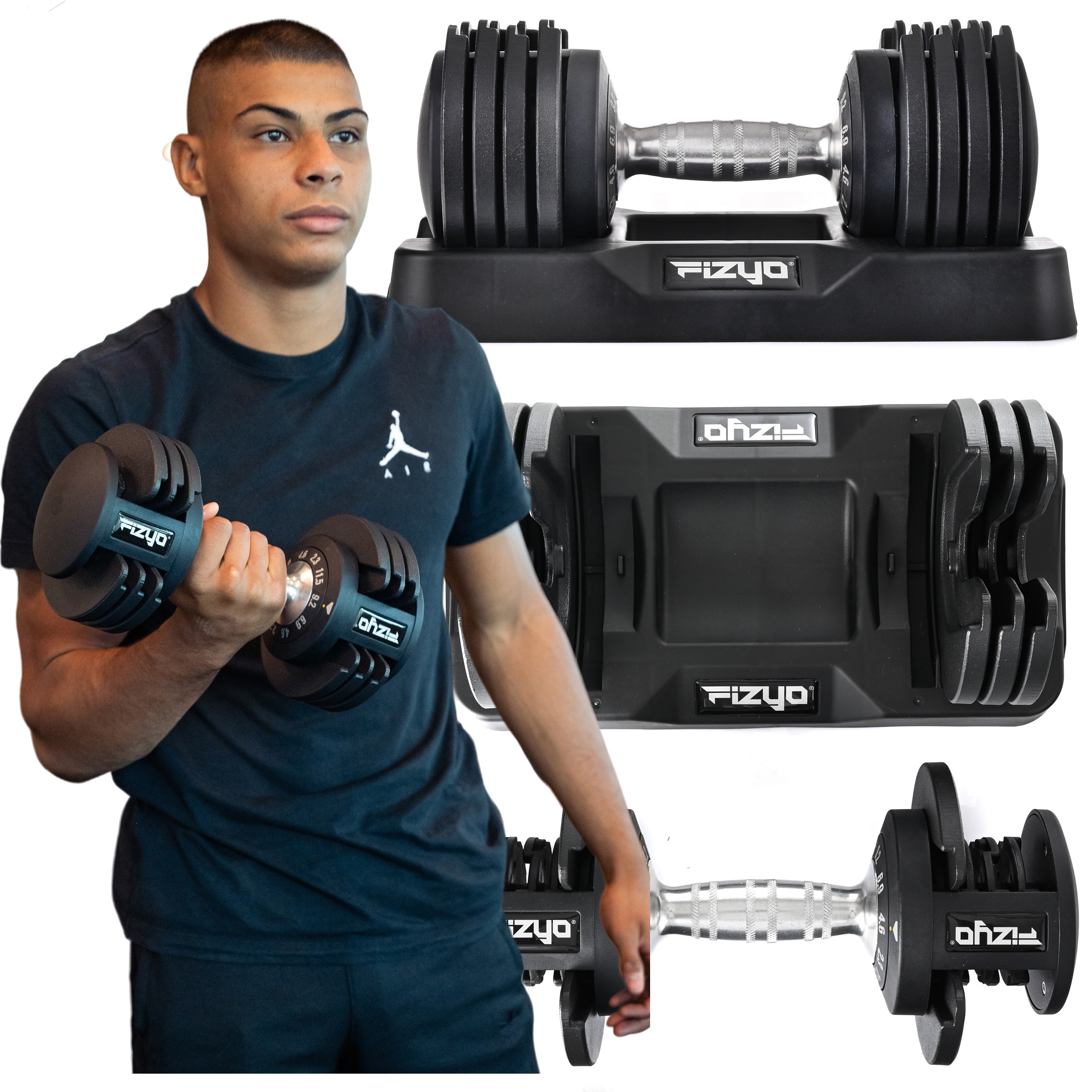 Hantel Regulowany Z Podstawką Fizyo System Szybkiej Regulacji 2,3-11,5 Kg