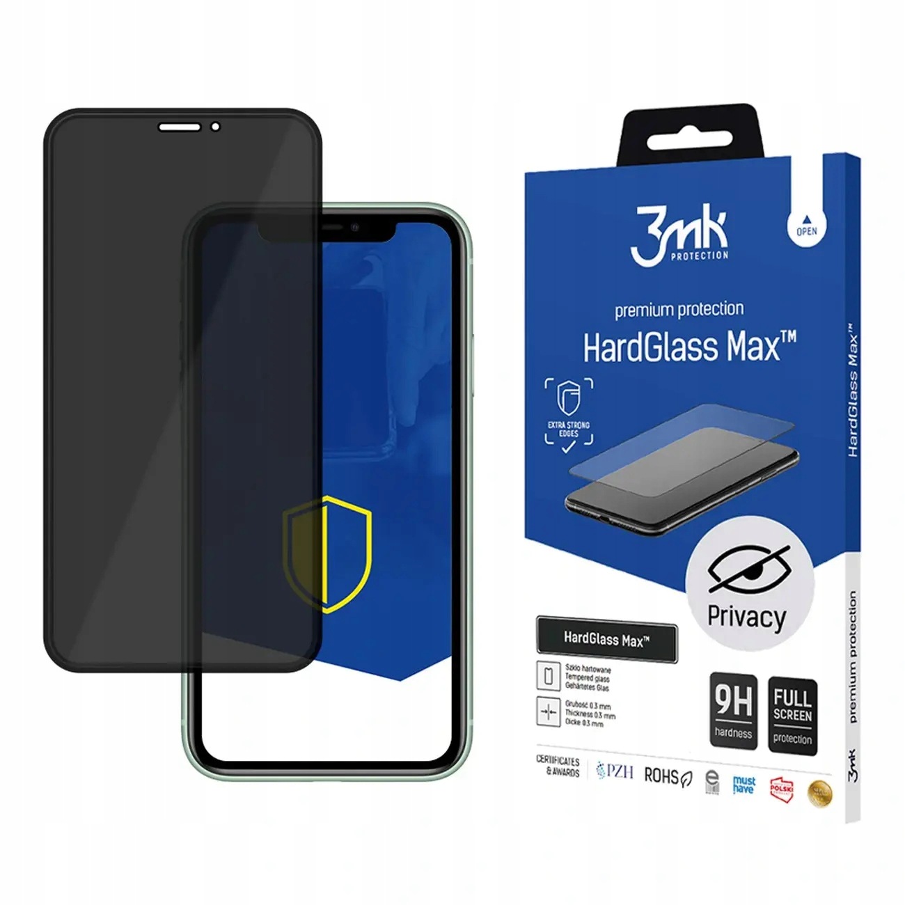 Szkło 9H prywatyzujące 3mk HardGlass Max Privacy™ na iPhone 11