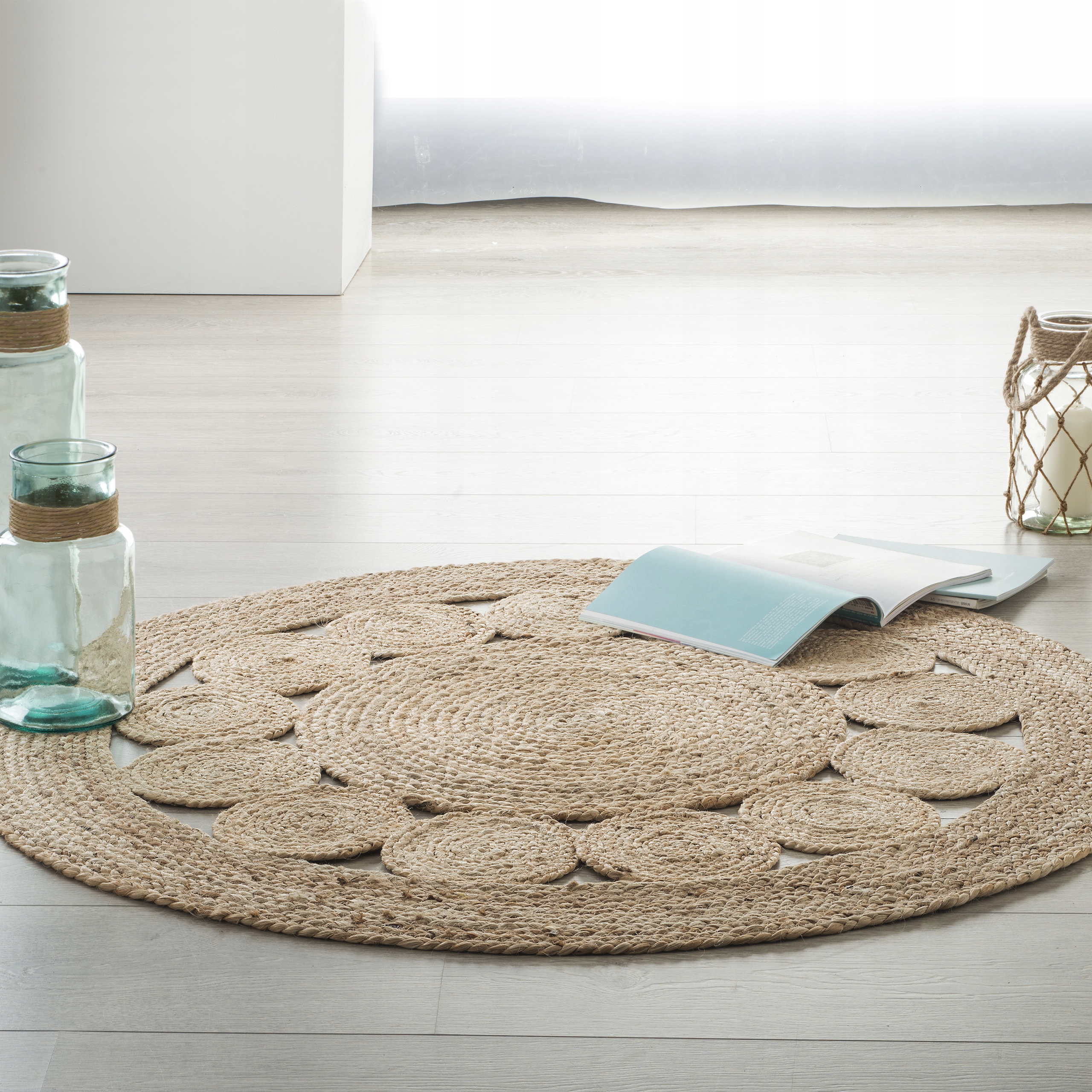 

Dywan jutowy juta boho ażurowy duży okrągły 80cm