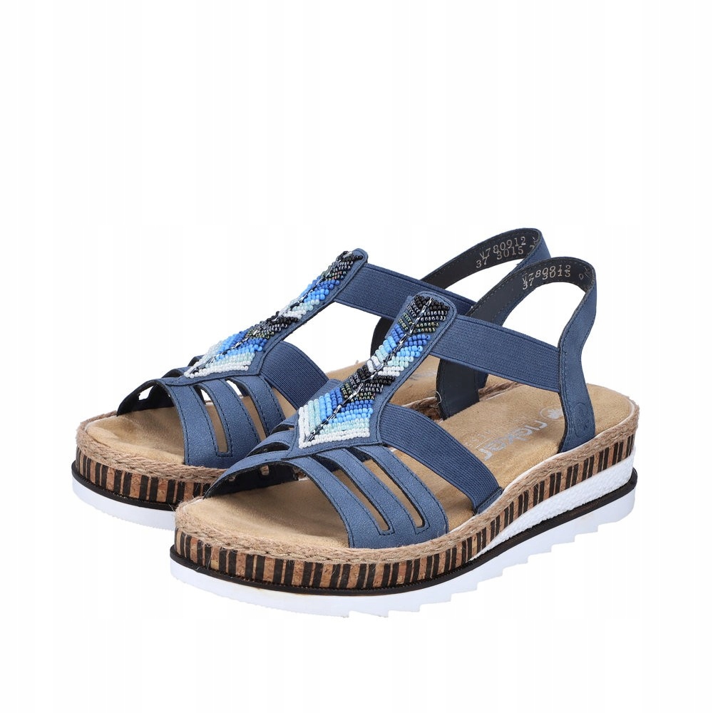 Tmavě modré sandály Rieker na klínku, vel 38