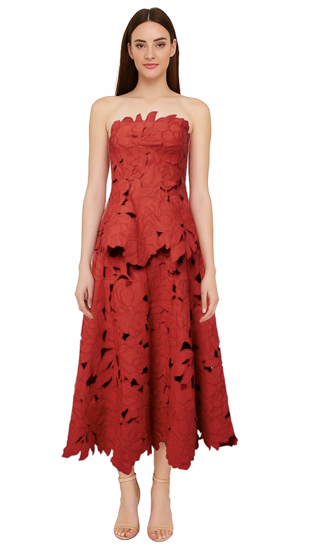 Simkhai Šaty MIDI Večerní Výšivka Červená vel. 32