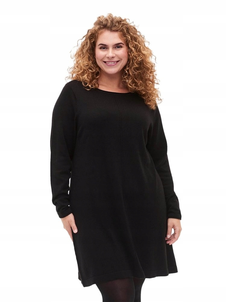 Tunika Plus Size Zizzi Černá Pletená Šaty 194B