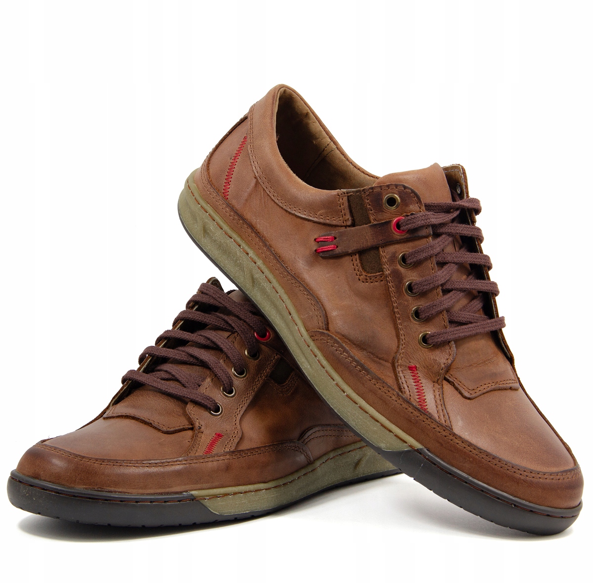 Pánské Polské kožené boty Casual 932K hnědé 44