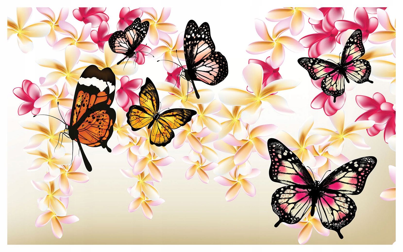 Fototapeta Květiny a motýli Harmonie barev a elegance 250x175 lepidlo