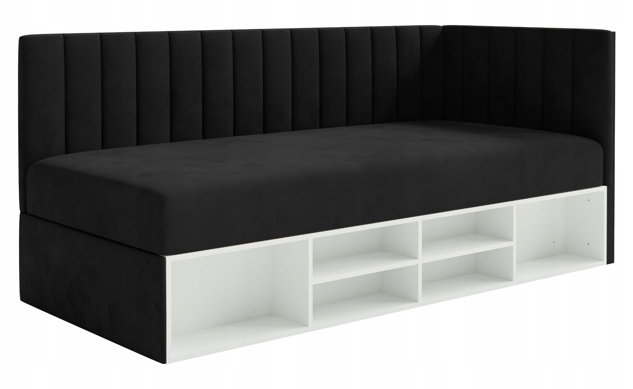 Postel pro mláděž 90x200 cm Ventrio černá hydrofobní velurová pravá