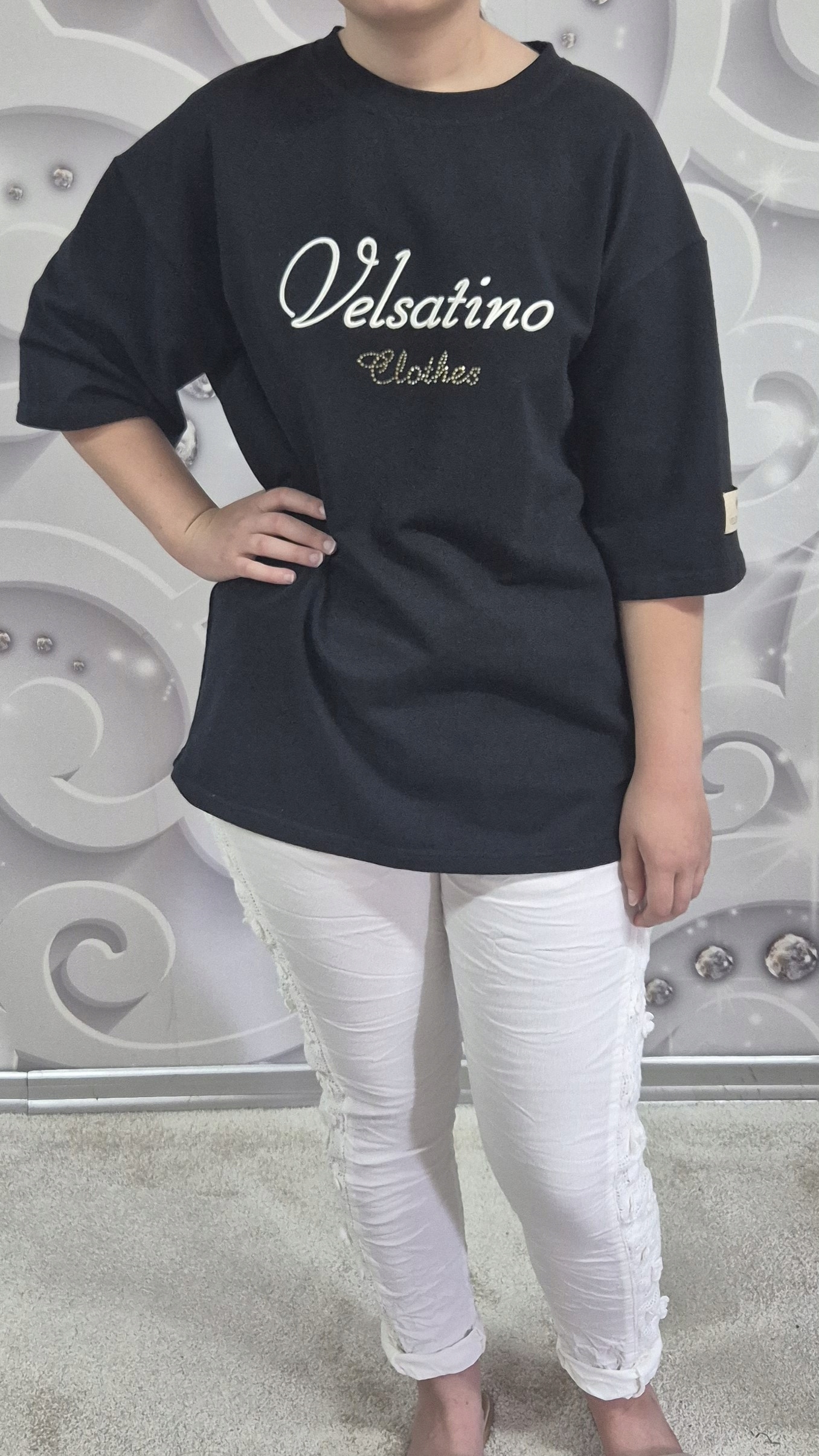 Tričko S Potiskem Velsatino Uni Oversize M, L, XL, černá
