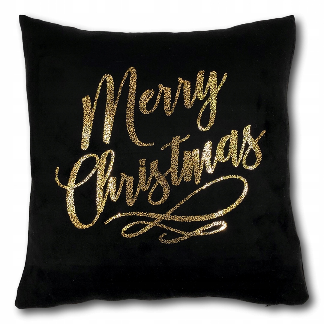 

Poszewka Czarna Złoty Nadruk Zamszopodobna