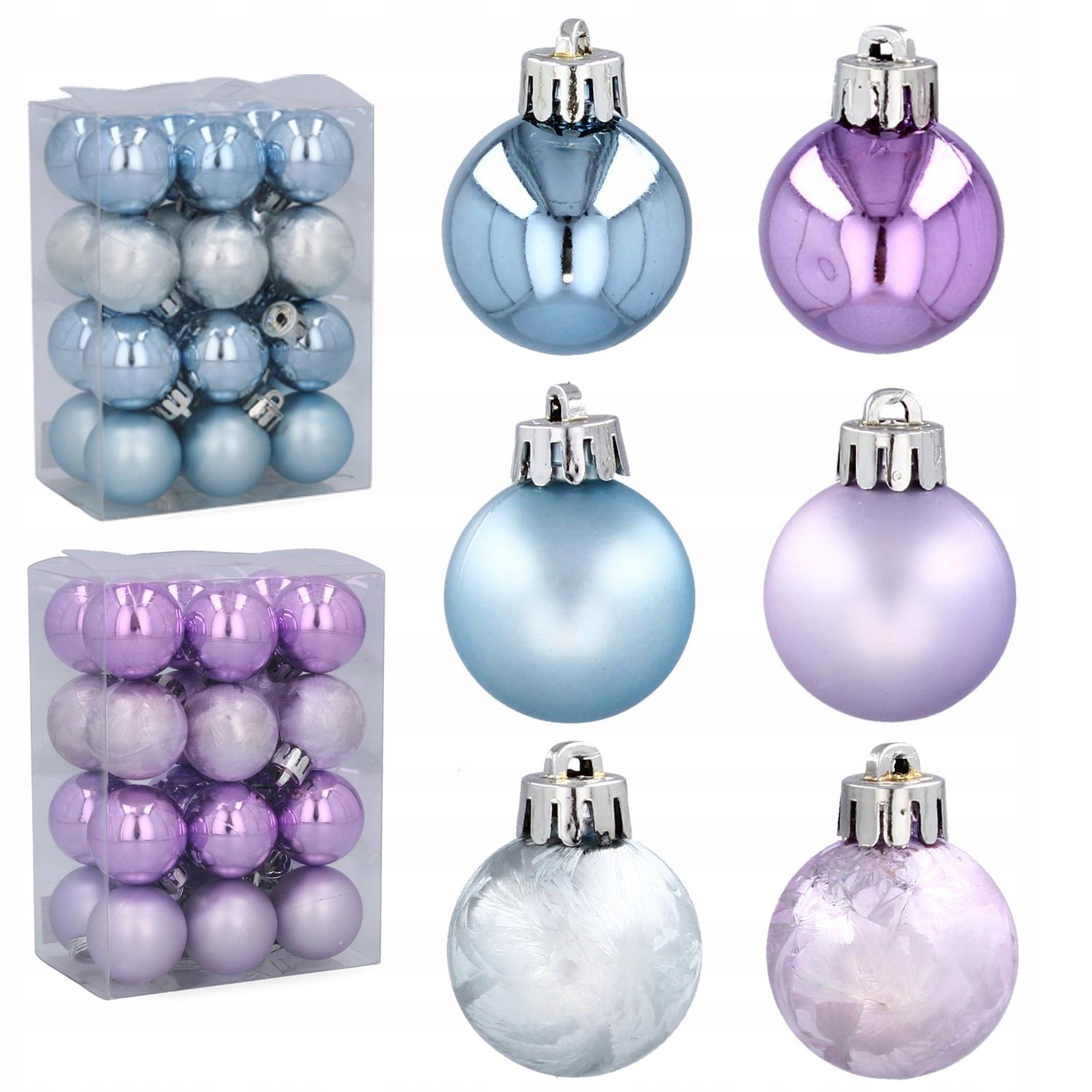 

Komplet 24 bombek baniek choinkowych 3 cm fiolet