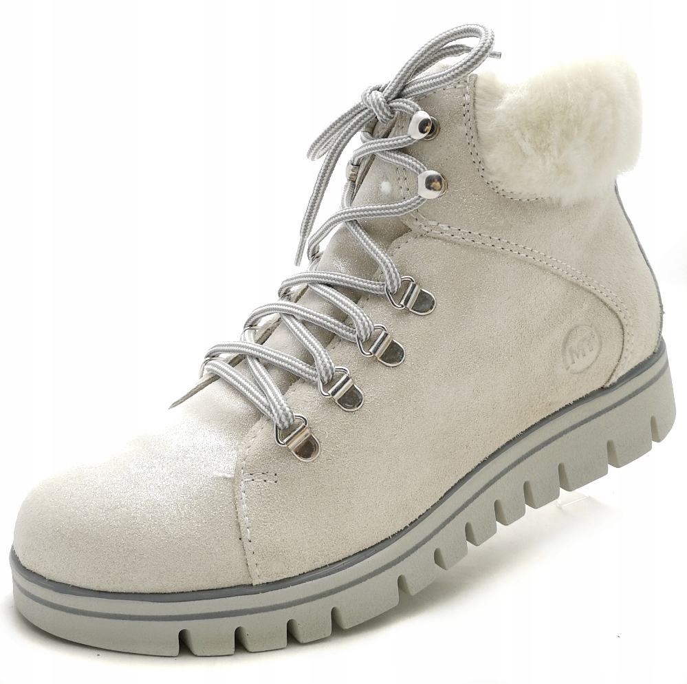 Kotníkové Boty Zateplené Boty Z Přírodní Kůže ecru Marco Tozzi 26267