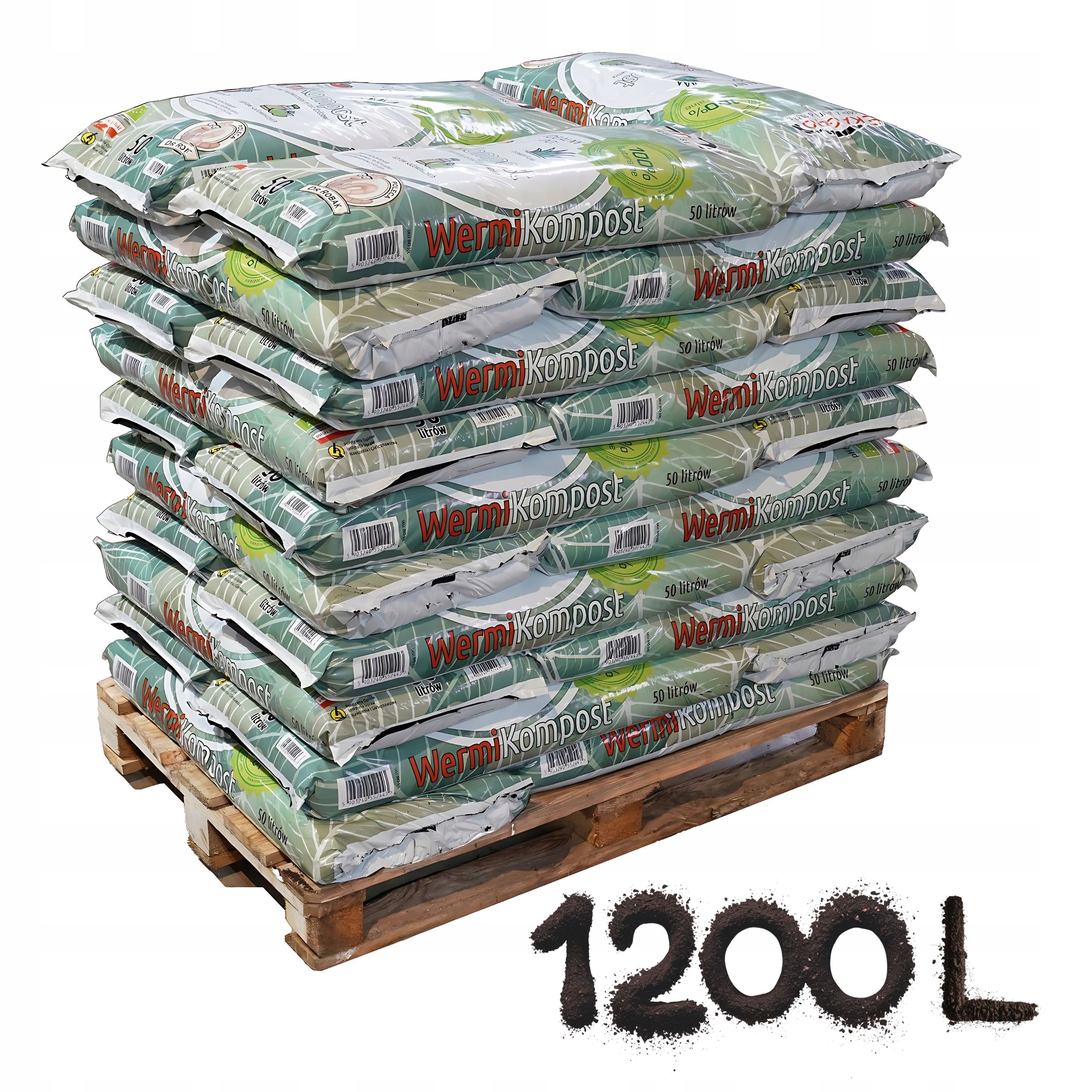 WermiKompost po Dżdżownicach 1200L Paleta Biohumus Naturalny