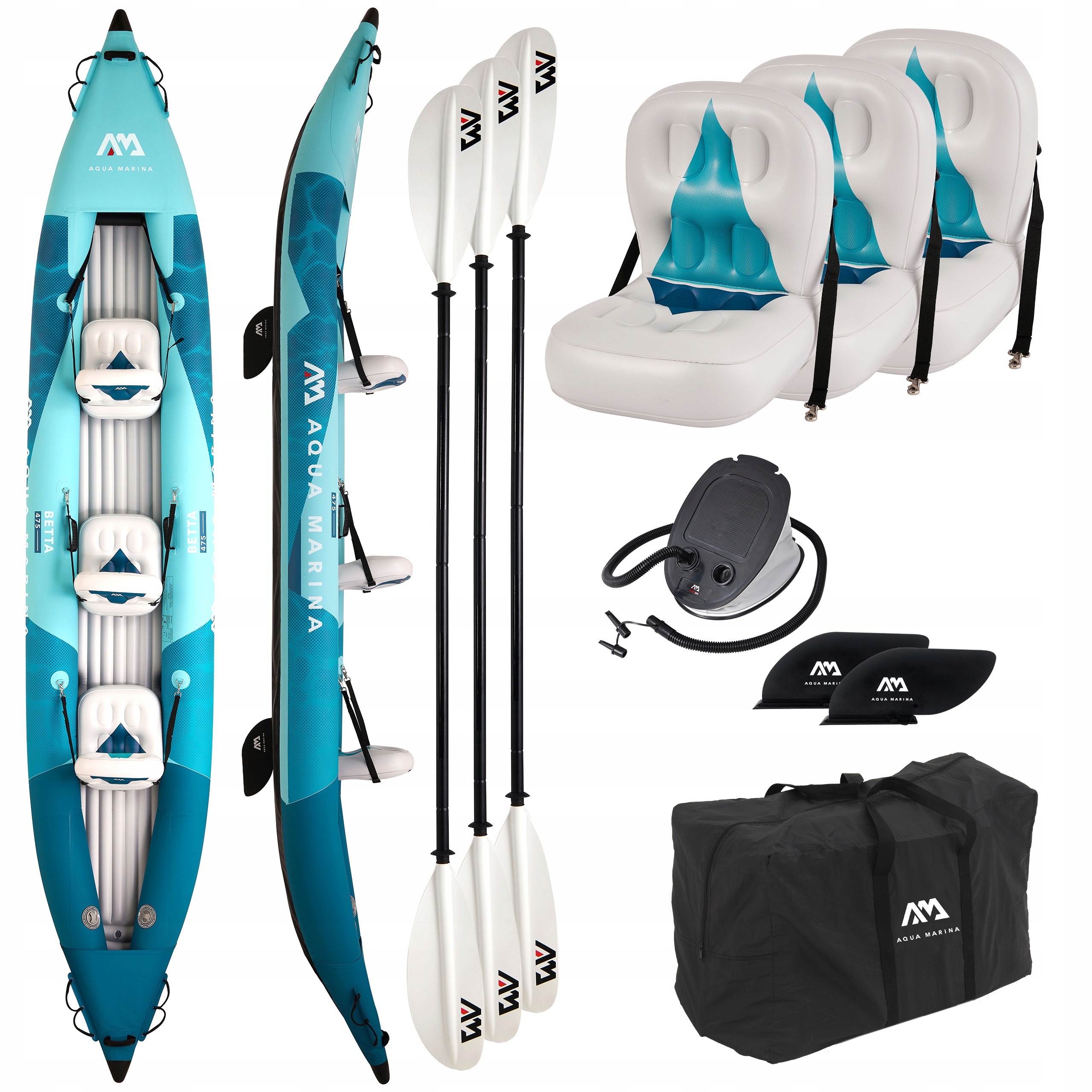 Kajak pompowany Aqua Marina Betta 475 Blue 2026 3-osobowy
