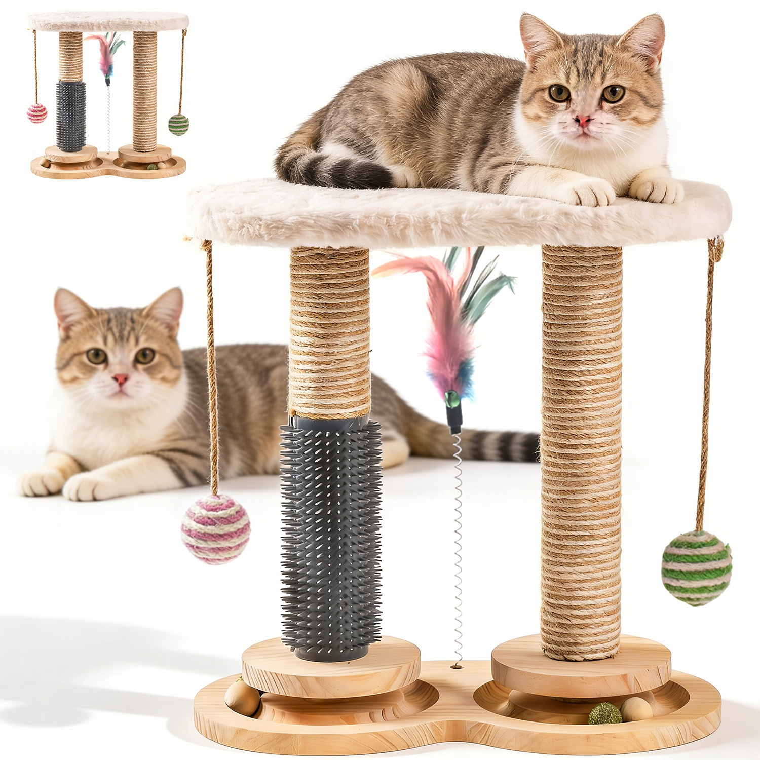 Levně Dřevěná Konstrukce Pro Kočky 2 Škrabadla Dráha Kuličky Plošina Odpočinku