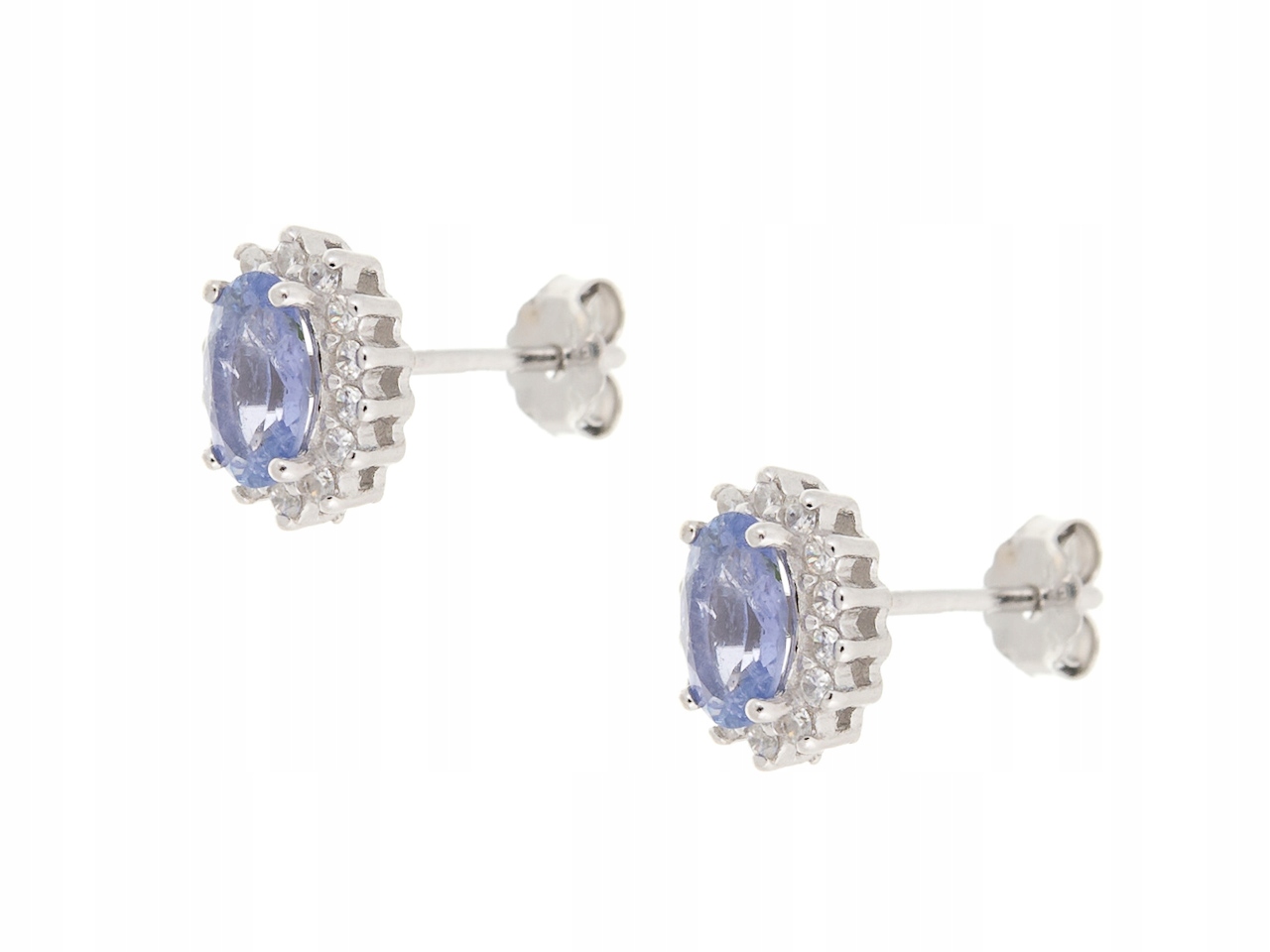 Stříbrné Náušnice Rhodiované Markýzy Tanzanit Přírodní