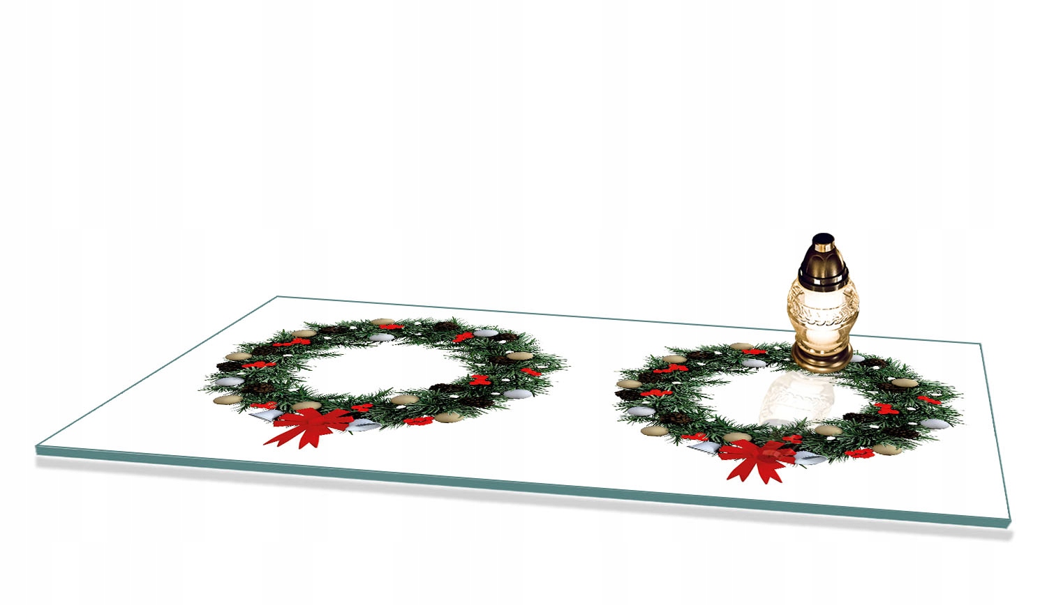 Podstavec pod Hřbitovní Svíčka Tvrzené sklo Vánoční věnec 90x52 cm gumové nožičky