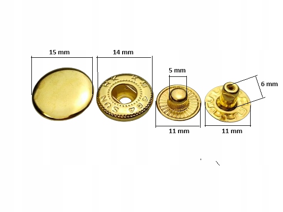 Napy Alfa zatrzaski kaletnicze 15 mm / 50 sztuk żółty złoty Kod producenta Napy Alfa 15 mm / 50 sztuk żółty złoty