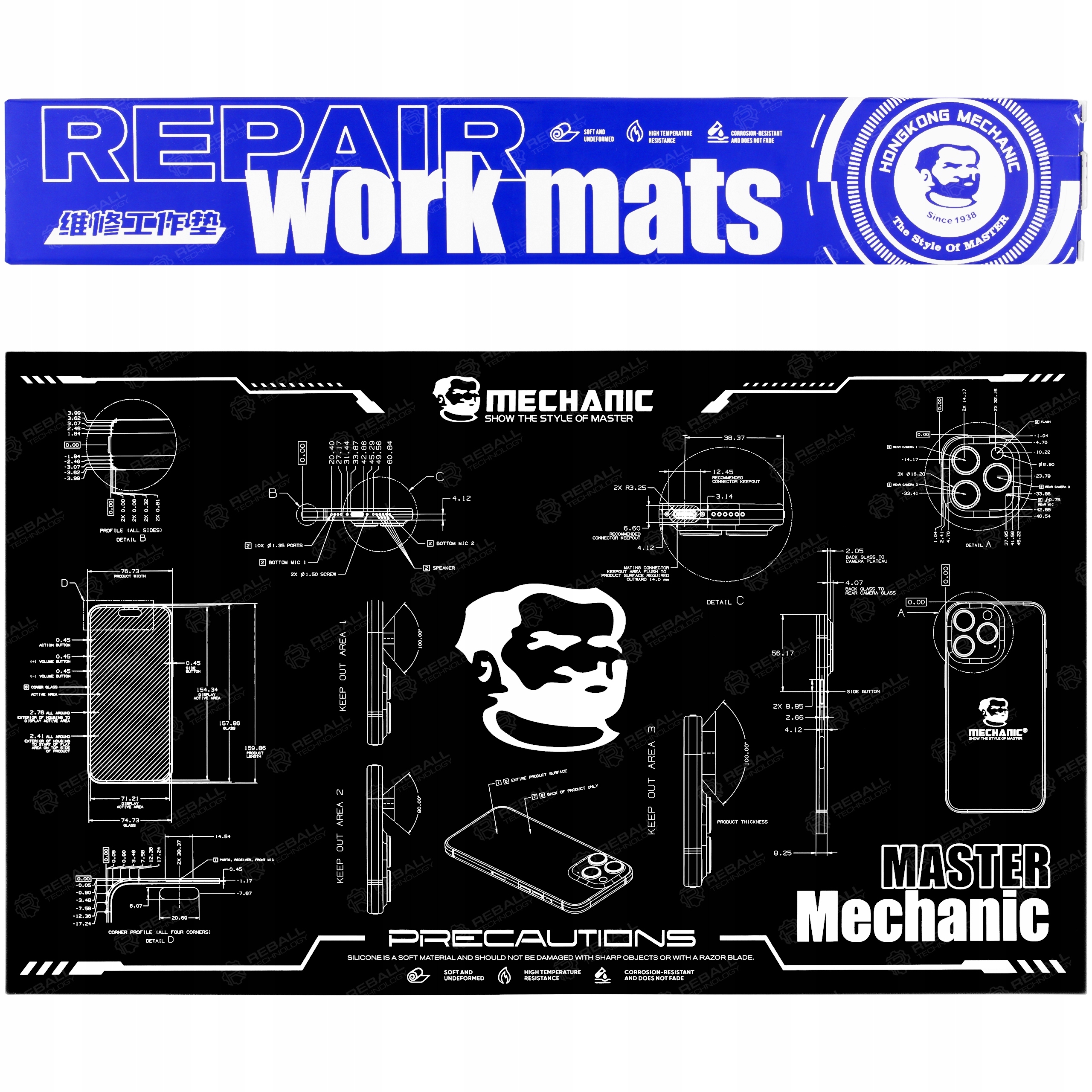Silikonová Podložka Mechanic Repair Work V79 Mat Hot Air 580x345 mm Servisová
