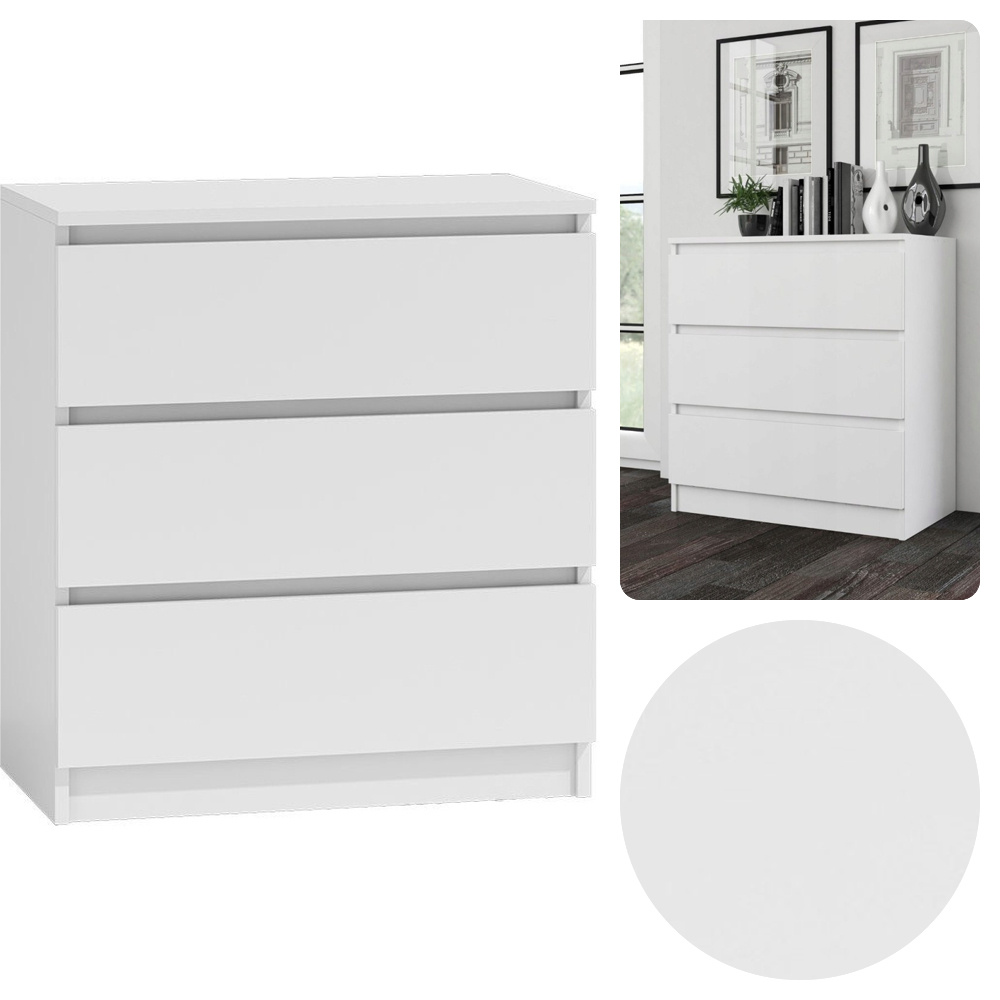 

Komoda Szafka 3 Szuflady M3 Regał Biała 70X77X40