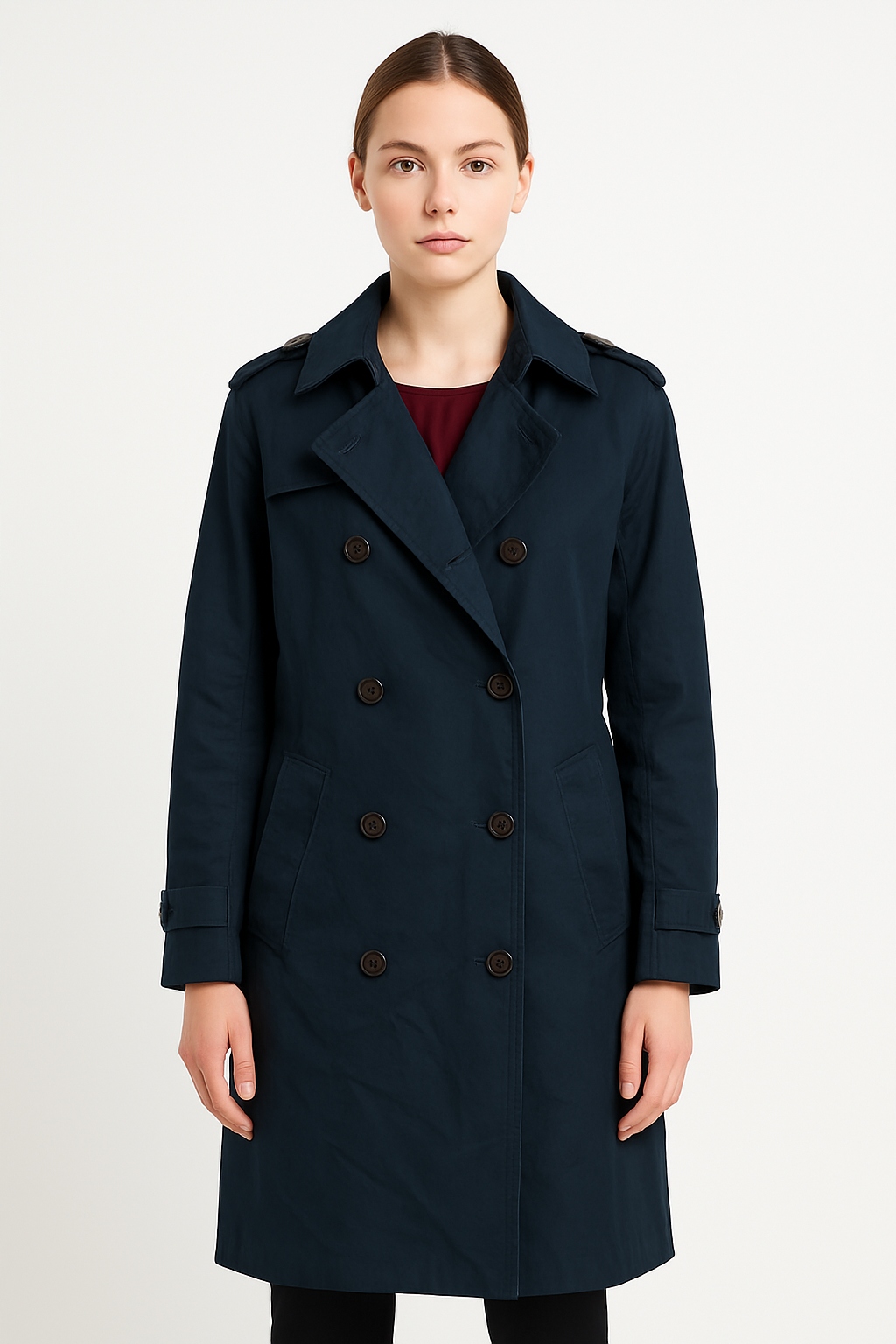Tommy Hilfiger Modrý Dvouřadý Bavlněný Kabát 46 6BA