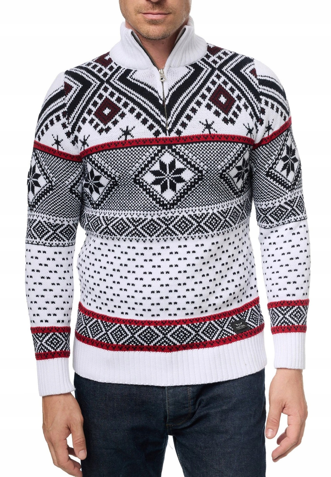 Pánský norský vánoční rozepínací svetr Elegantní Rolák Se Stojáčkem XL