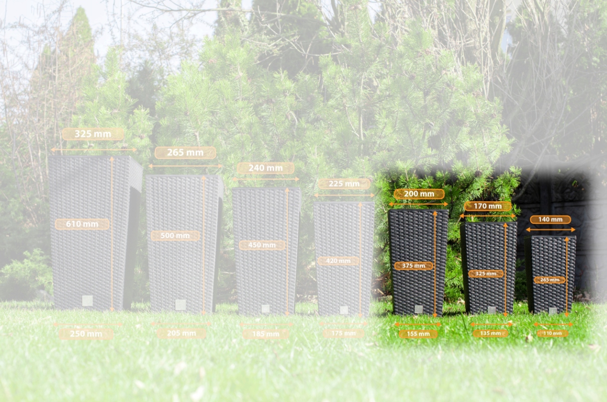 DONICZKI 3x ZESTAW DONICE OGRODOWE RATTAN ELEGANCKIE + WKŁADY ANTRACYT HIT! Wysokość produktu 42 cm