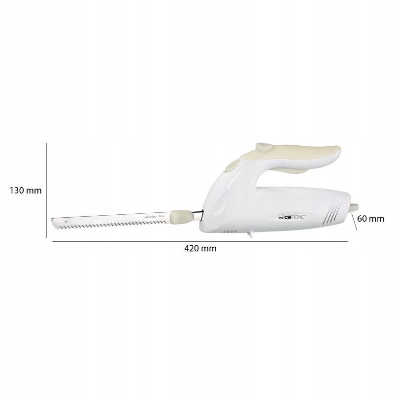 CLATRONIC NÓŻ ELEKTRYCZNY DO KROJENIA CHLEBA KEBABA GYROSA INOX ZE STALI Materiał noża stal nierdzewna