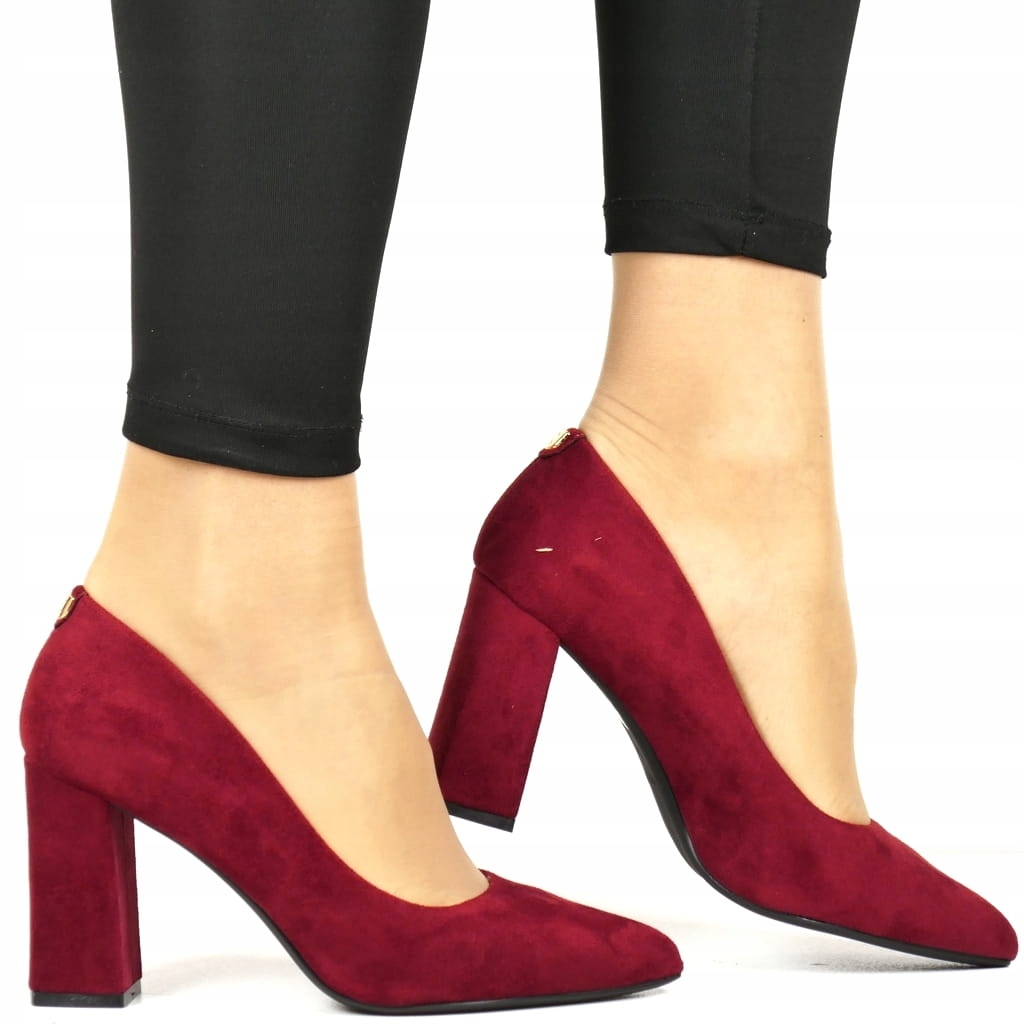 iBUTY Lodičky Na Podpatku Elegantní Módní Pohodlné Stabilní Bordové Semišové