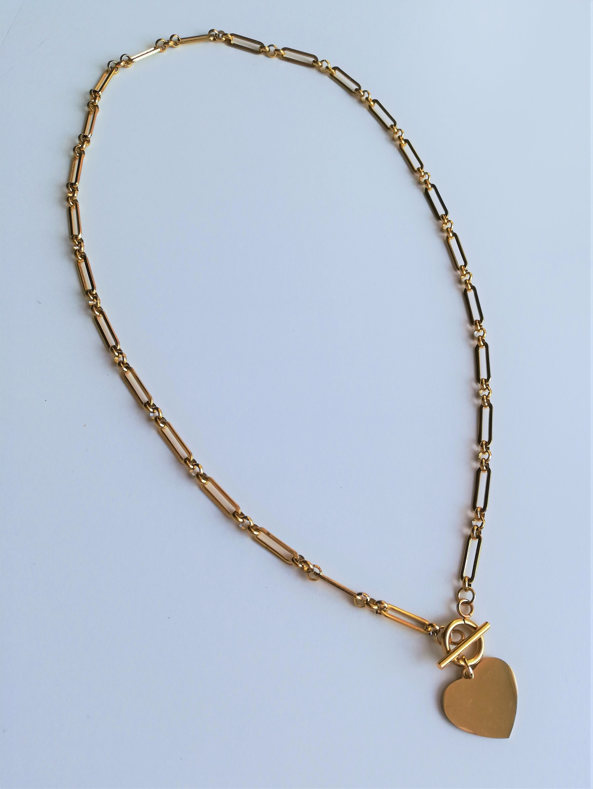 náhrdelník řetěz Velké Srdce zlatá ocel 50cm