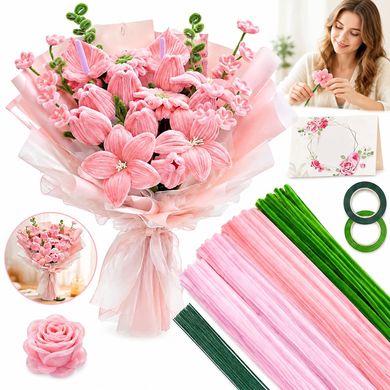 Kreativní Drátky Floristické Sada 400KS Ozdobné Dráty Na Květiny