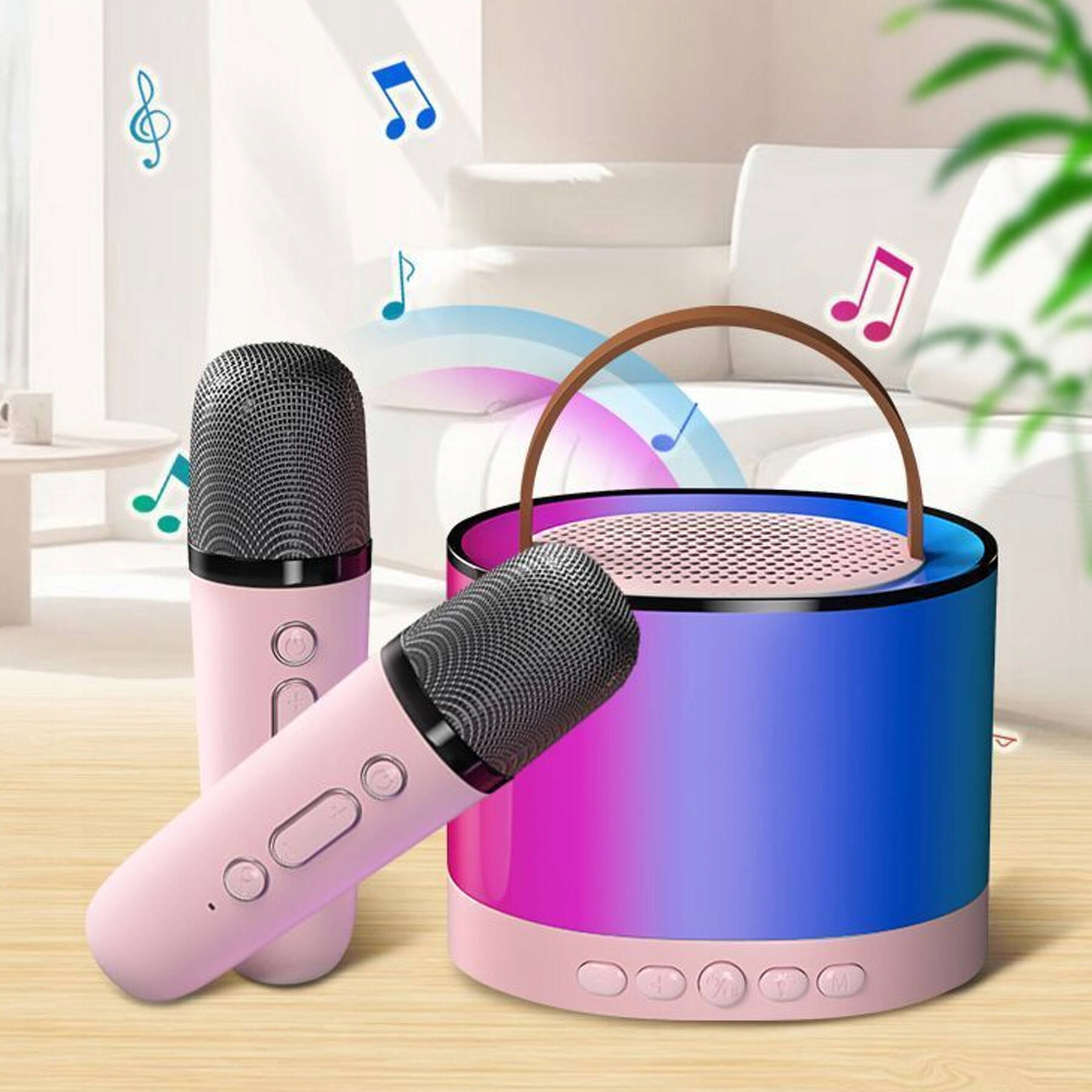 ZESTAW KARAOKE 2 MIKROFONY BEZPRZEWODOWY PRZENOŚNY GŁOŚNIK BLUETOOTH LED Kolor inny