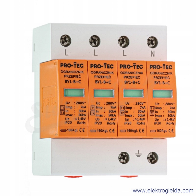 Ogranicznik przepięć Pro-Tec B+c T1+T2 4P BY1-B+C/4