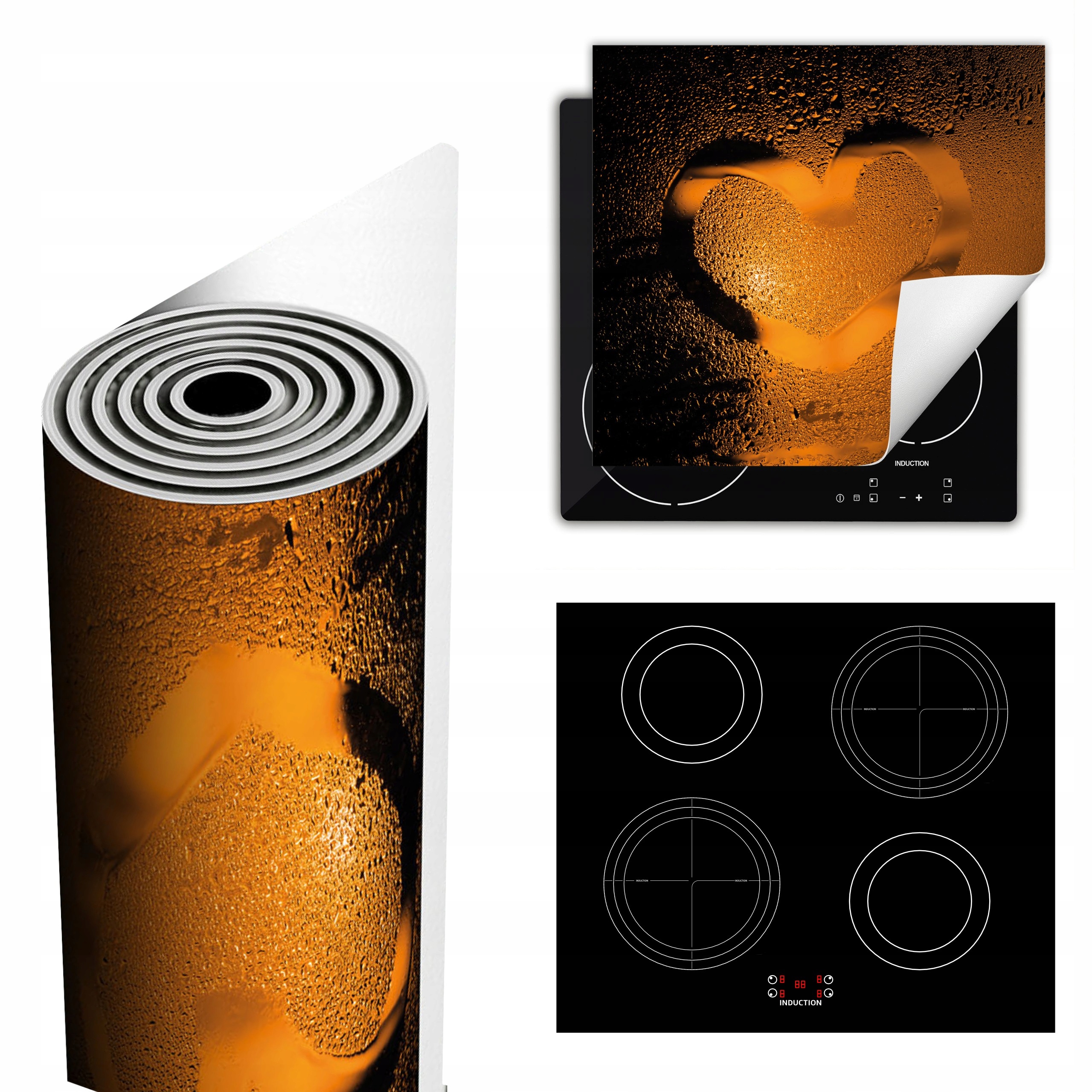 Ochranná Podložka Na Sporák Má Více Místa 60x52 oranžová srdce