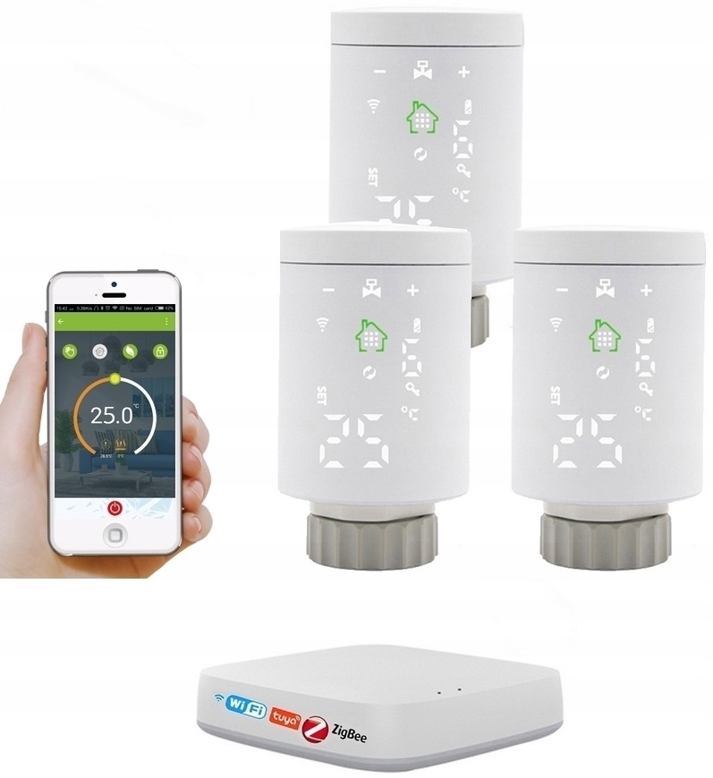 Tuya ZigBee 3 x Termostatická Hlavice Ústředna ZigBee 3.0 Smart Home