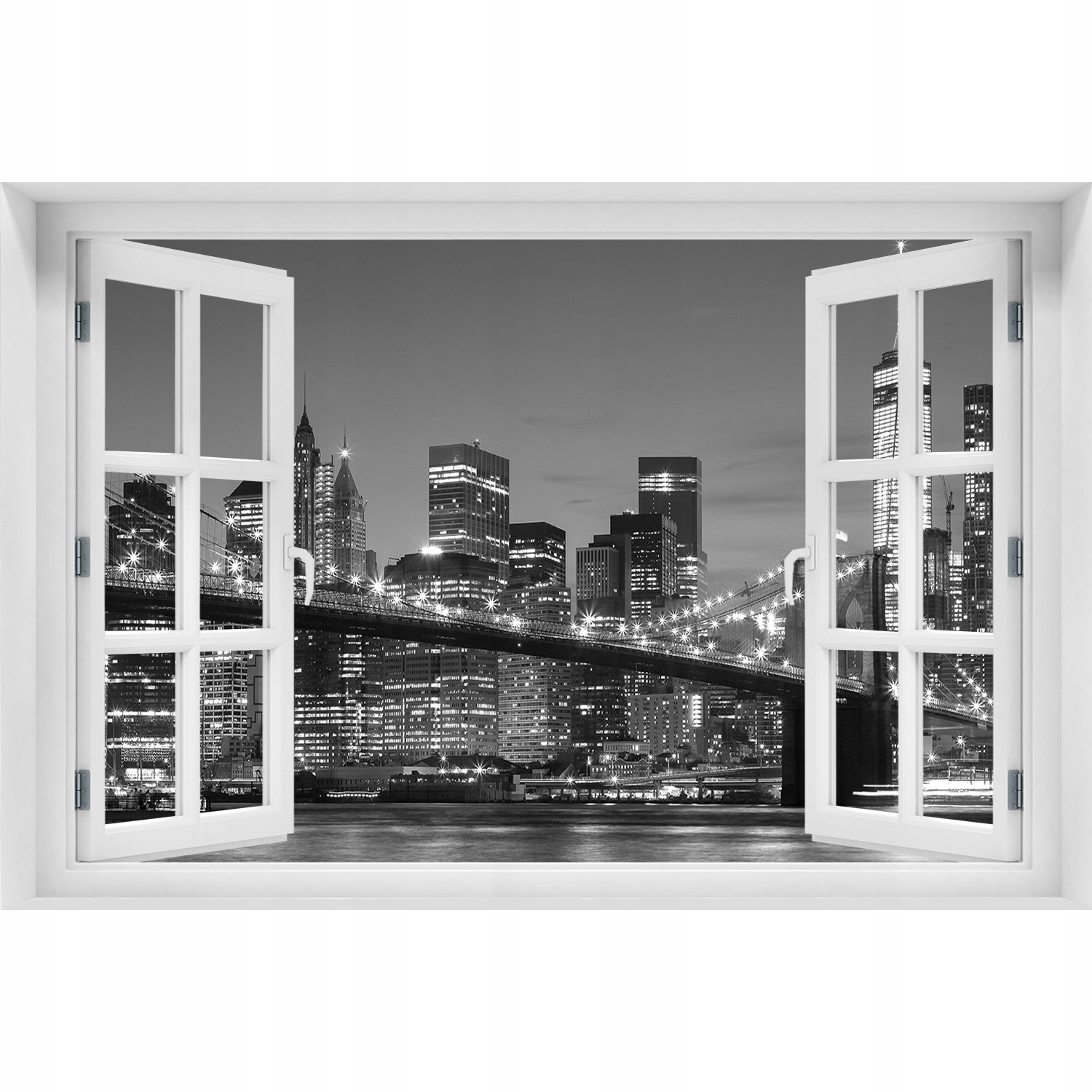 

Naklejka Fototapeta 3D Okno Manhattan nocą 90x60