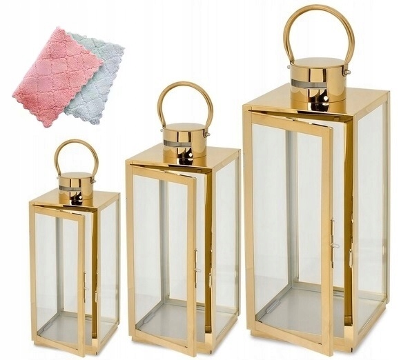 Lampióny Glamour 3 ks lampióny 63 49 38 cm zlaté